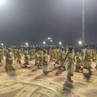 mohiniyattam artists performing on the large stadium ground